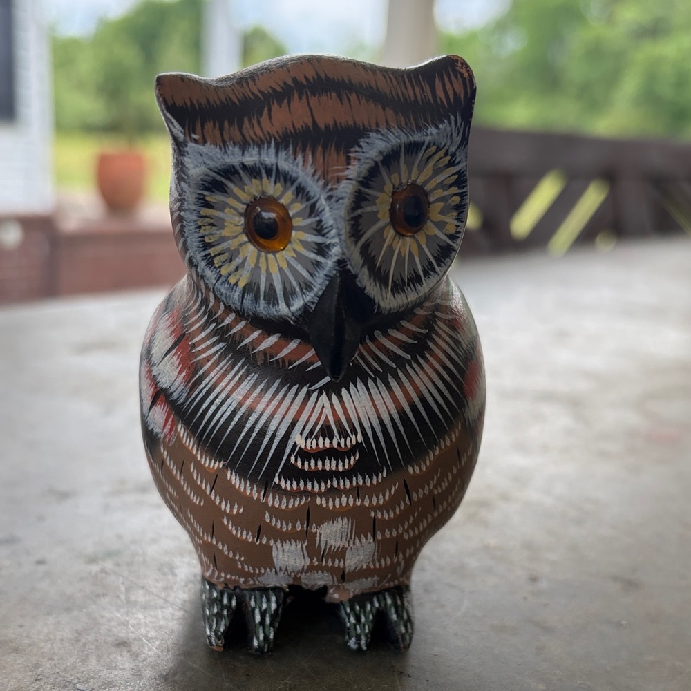 Hand-Painted Brown Owl Figurine Decorative Home Art Vintage 60’s